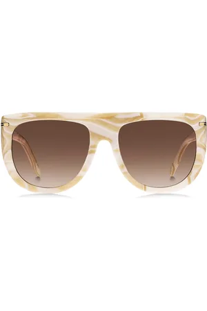 HUGO BOSS Gafas de sol de acetato estampado con detalles metálicos en tono dorado