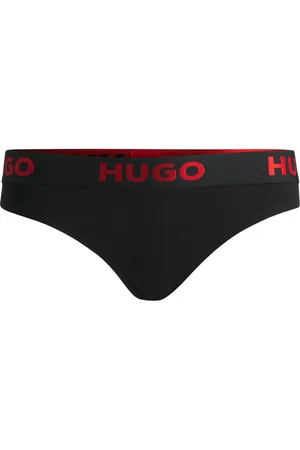 HUGO BOSS Tanga de algodón elástico con logo en la cintura