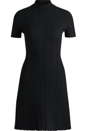 HUGO BOSS Vestido slim fit en crepé de canalé irregular