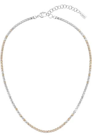 HUGO BOSS Collar ajustable con cristales transparentes y de color champán