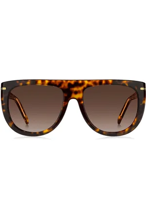 HUGO BOSS Gafas de sol de acetato Habana con componentes metálicos dorados