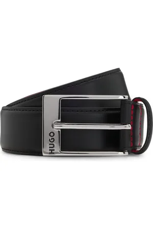 HUGO BOSS Cinturón de charol con interior rojo