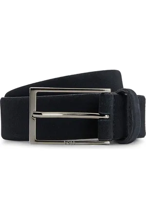 HUGO BOSS Cinturón de ante con hebilla de metal pesado y logo
