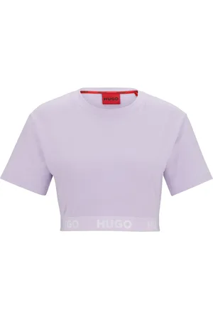 HUGO BOSS Camiseta de algodón con cuello redondo y logos en la cintura