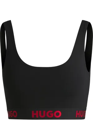 HUGO BOSS Bralette de algodón elástico con logos en la cinta