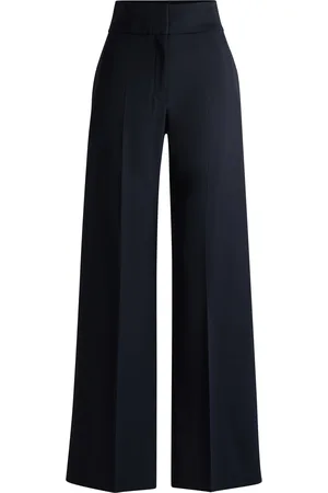 HUGO BOSS Pantalones regular fit de talle alto y pernera acampanada