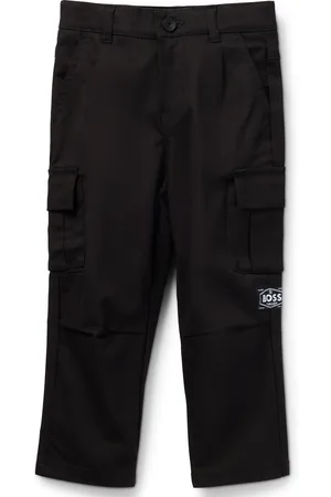 HUGO BOSS Pantalones tapered fit en sarga de algodón elástico para niños