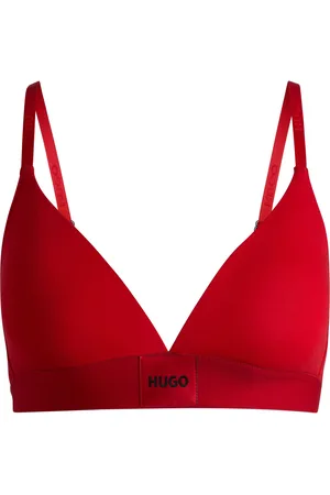 HUGO BOSS Sujetador triangular de algodón elástico con etiqueta roja con logo