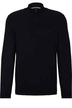HUGO BOSS Jersey de algodón con cremallera en el cuello y logo bordado