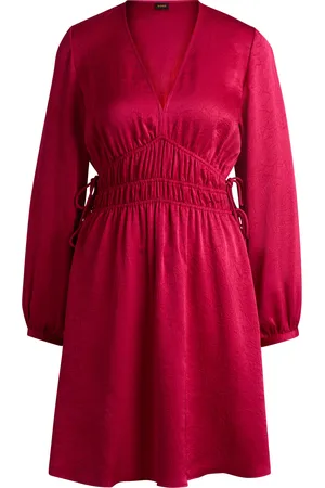 HUGO BOSS Vestido de satén arrugado con cintura ajustable