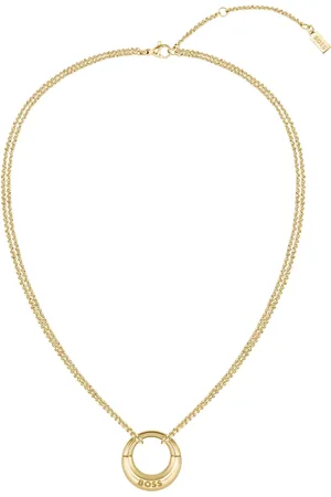 HUGO BOSS Collar dorado con pendiente de la marca