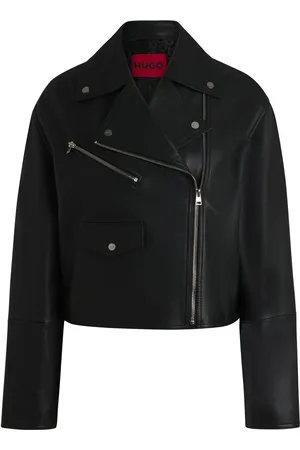 HUGO BOSS Chaqueta biker de piel con cremalleras en las mangas