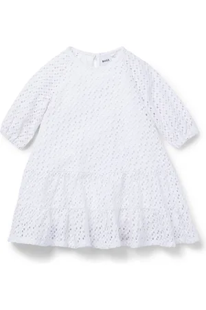 HUGO BOSS Vestido de manga larga para niñas con detalles de monograma