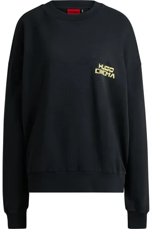 HUGO BOSS Sudadera en felpa de algodón flameado con estampado gráfico de gato