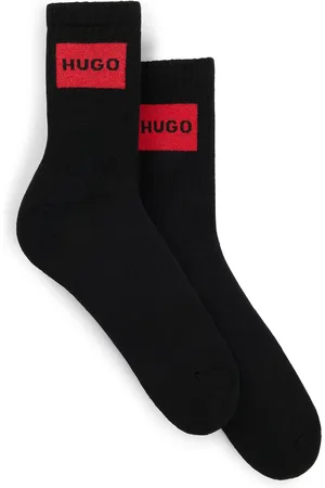HUGO BOSS Paquete de dos pares de calcetines cortos con logos rojos