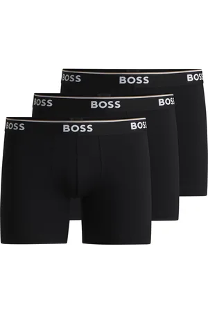 HUGO BOSS Paquete de tres calzoncillos bóxer en algodón elástico con logos