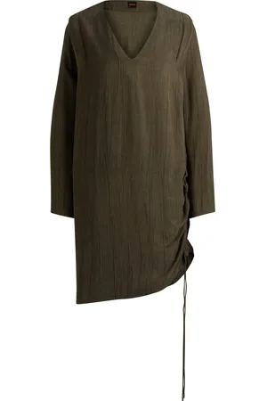 HUGO BOSS Vestido midi con escote en pico y detalle de cordón