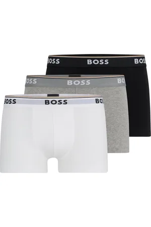 HUGO BOSS Paquete de tres calzoncillos de algodón elástico con logo en la cinturilla