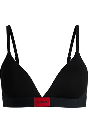 HUGO BOSS Sujetador triangular de algodón elástico con etiqueta roja con logo