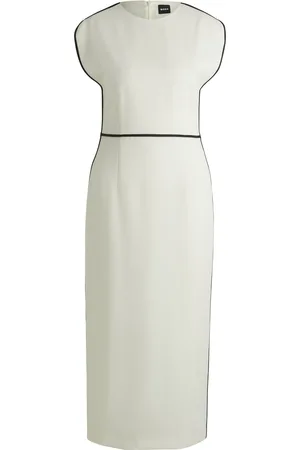 HUGO BOSS Vestido en mezcla de lana con ribetes en contraste
