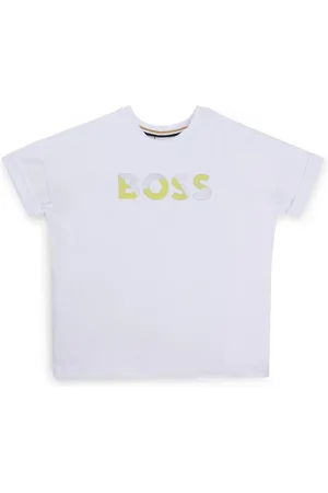 HUGO BOSS Camiseta para niños en algodón elástico con logo estampado lustroso