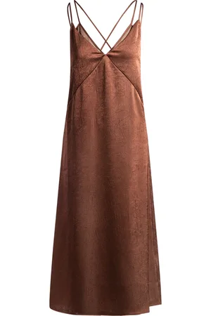 HUGO BOSS Vestido de tirantes en satén arrugado
