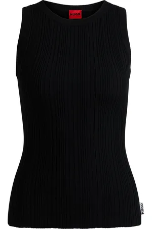 HUGO BOSS Top sin mangas slim fit con estructura de canalé irregular