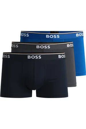 HUGO BOSS Paquete de tres calzoncillos de algodón elástico con logo en la cinturilla