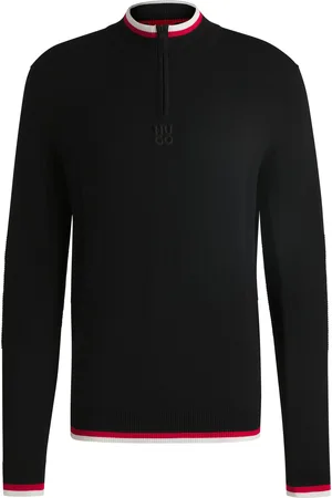 HUGO BOSS Jersey con cremallera y ribete en contraste