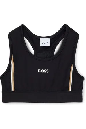 HUGO BOSS Sujetador deportivo para niñas con rayas de la marca y logo