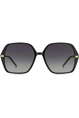 HUGO BOSS Gafas de sol de acetato con patillas en tono dorado
