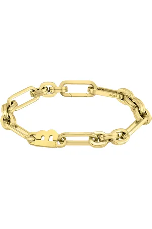 HUGO BOSS Pulsera de eslabones dorados con detalle de 
