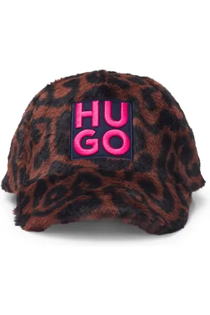HUGO BOSS Gorra para niños en imitación de piel con logo apilado y estampado de guepardo