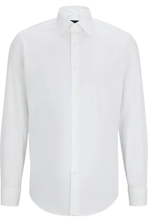 HUGO BOSS Camisa regular fit en popelín de algodón elástico de planchado fácil