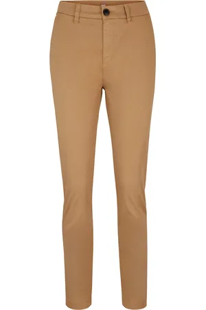 HUGO BOSS Pantalones regular fit de raso de algodón elástico