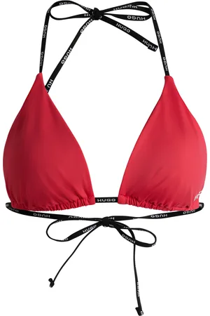 HUGO BOSS Top de bikini triangular con tirantes de logos en contraste