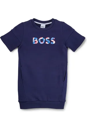 HUGO BOSS Vestido estilo camiseta para niñas en felpa de rizo con logo 3D