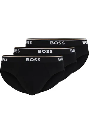 HUGO BOSS Paquete de tres slips en algodón elástico con logos en la cinturilla