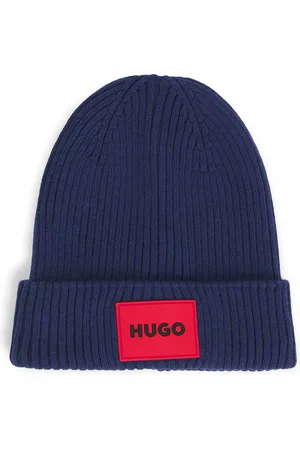 HUGO BOSS Gorro de punto para niños con etiqueta de logo rojo