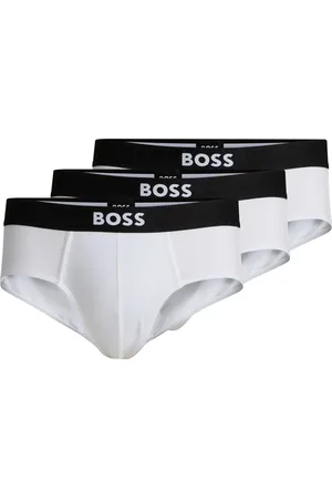 HUGO BOSS Paquete de tres calzoncillos slip de algodón elástico con logo en la cintura
