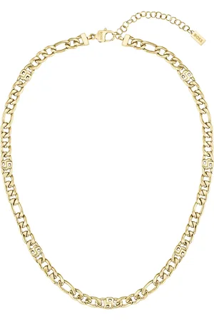 HUGO BOSS Collar de cadena dorado con monogramas Double B