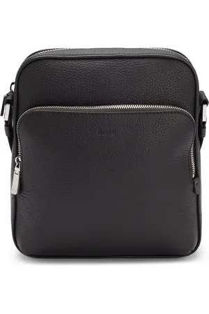 HUGO BOSS Bolso mensajero de piel italiana con logo grabado