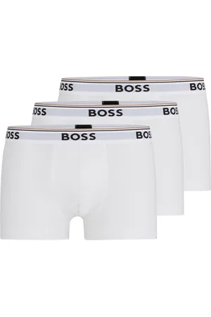 HUGO BOSS Paquete de tres calzoncillos de algodón elástico con logo en la cinturilla