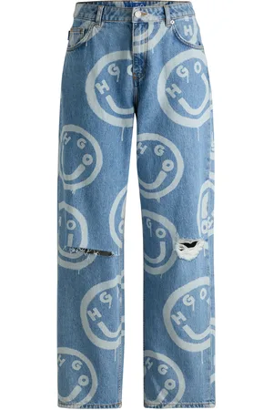 HUGO BOSS Jeans baggy fit rasgados con logos de Happy