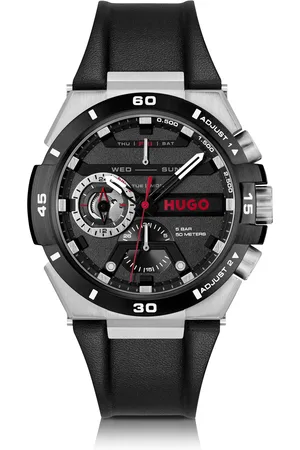 HUGO BOSS Reloj con esfera negra y correa de piel