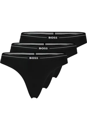 HUGO BOSS Paquete de tres tangas de algodón elástico con logo en la cintura