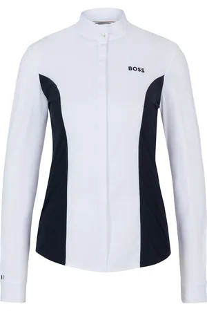 HUGO BOSS Top de exhibición para equitación con estampado floral y apliques en azul marino