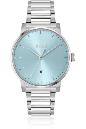 HUGO BOSS Reloj con esfera azul y pulsera de eslabones en forma de H