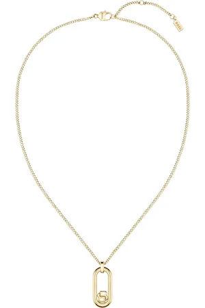 HUGO BOSS Collar de cadena dorado con colgante de monograma Double B