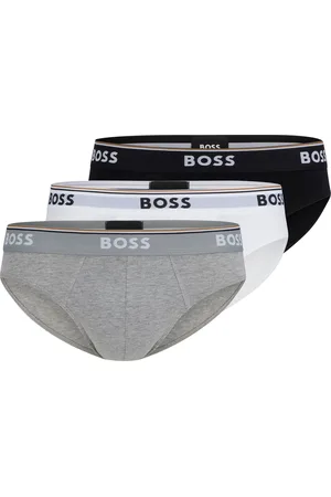 HUGO BOSS Paquete de tres slips en algodón elástico con logos en la cinturilla